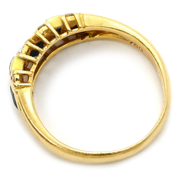 クリスチャン・ディオール Christian Dior ダイヤモンドリング イエローゴールド K18YG ダイヤモンド サファイア リング 指輪 Christian Dior Au750 K18 ダイヤ×サファイア 10号