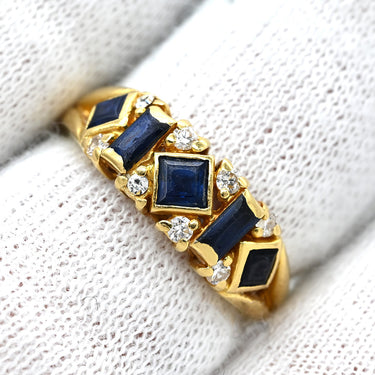 クリスチャン・ディオール Christian Dior ダイヤモンドリング イエローゴールド K18YG ダイヤモンド サファイア リング 指輪 Christian Dior Au750 K18 ダイヤ×サファイア 10号