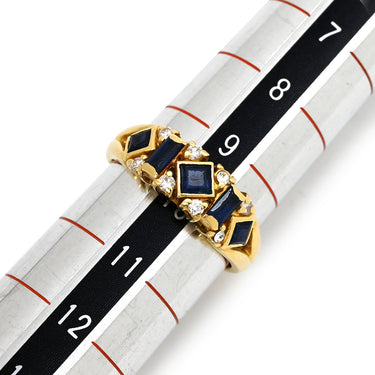 クリスチャン・ディオール Christian Dior ダイヤモンドリング イエローゴールド K18YG ダイヤモンド サファイア リング 指輪 Christian Dior Au750 K18 ダイヤ×サファイア 10号