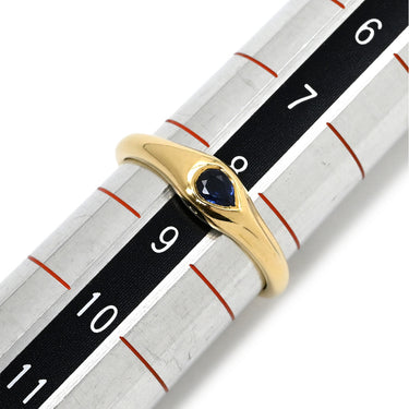 ティファニー Tiffany & Co 1Pサファイア イエローゴールド K18YG サファイア リング 指輪 青 18K 750 ペアシェイプ 8号