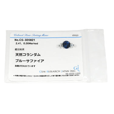 タサキ TASAKI ブルーサファイア 2.41ct ダイヤモンド 0.26ct ブルー×プラチナシルバー Pt900 サファイア ダイヤモンド リング 指輪 青 Pt900 オーバル バゲットカット 9.5号