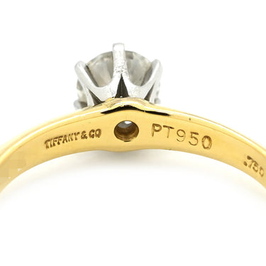 ティファニー Tiffany & Co ソリティア ダイヤモンド イエローゴールド K18YG Pt950 ダイヤモンド リング 指輪 T＆Co. 750 18K YG Pt950 1P 1石 立爪 ブリリアントカット 10号