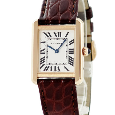 腕時計 カルティエ Cartier タンク ソロ SM W5200024 クオーツ レディース K18PG×SS コンビ スクエア シルバー ローマン 青針