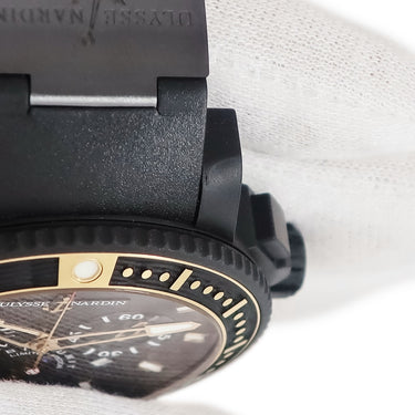腕時計 ユリスナルダン ULYSSE NARDIN マキシ ダイバー ブラックシー ランディ ジョンソン 353-95LE-3C 自動巻き メンズ K18PG×SS 限定