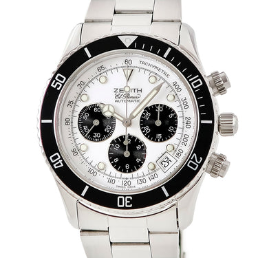 腕時計 ゼニス ZENITH デ ルッカ エルプリメロ クロノグラフ 02.2310.400 自動巻き メンズ ダイバーズ 白 黒 パンダ ベンツ針