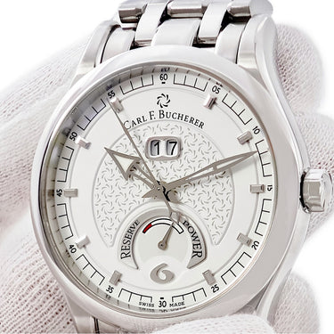 腕時計 カール F ブヘラ Carl F. Bucherer マネロ ビッグデイト パワーリザーブ 10905.08 自動巻き メンズ ラウンド アラビア シースルーバック
