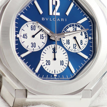 腕時計 ブルガリ BVLGARI オクト フィニッシモ クロノグラフ GMT 103467 自動巻き メンズ 青 オクタゴナル スモールセコンド