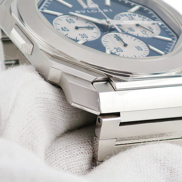 腕時計 ブルガリ BVLGARI オクト フィニッシモ クロノグラフ GMT 103467 自動巻き メンズ 青 オクタゴナル スモールセコンド
