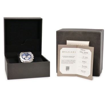 腕時計 ブルガリ BVLGARI オクト フィニッシモ クロノグラフ GMT 103467 自動巻き メンズ 青 オクタゴナル スモールセコンド