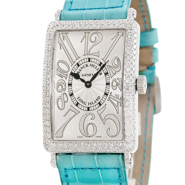 腕時計 フランクミュラー FRANCK MULLER ロングアイランド 1000QZD クオーツ メンズ K18WG無垢 純正ダイヤ レリーフ ビザン数字 スクエア