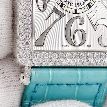 腕時計 フランクミュラー FRANCK MULLER ロングアイランド 1000QZD クオーツ メンズ K18WG無垢 純正ダイヤ レリーフ ビザン数字 スクエア