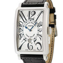 腕時計 フランクミュラー FRANCK MULLER ロングアイランド デイト 1300SCDT 自動巻き メンズ 青針 ギョウシェ 角型