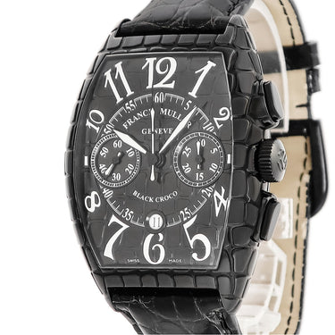 腕時計 フランクミュラー FRANCK MULLER トノウカーベックス ブラック クロコ クロノグラフ 8880CC AT BLK CRO 自動巻き メンズ PVD デイト