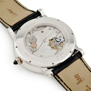 腕時計 カルティエ Cartier ロトンド ラージデイト W1550751 手巻き メンズ K18WG無垢 ギョウシェ ローマン 青針 スモールセコンド
