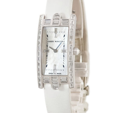 腕時計 ハリーウィンストン Harry Winston アヴェニュー C 330LQW クオーツ レディース K18WG無垢 純正バゲットダイヤ シェル