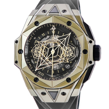 腕時計 ウブロ HUBLOT ビッグバン ウニコ サンブルー II マジックゴールド 418.MX.1103.RX.MXM22 自動巻き メンズ K18×チタン 限定