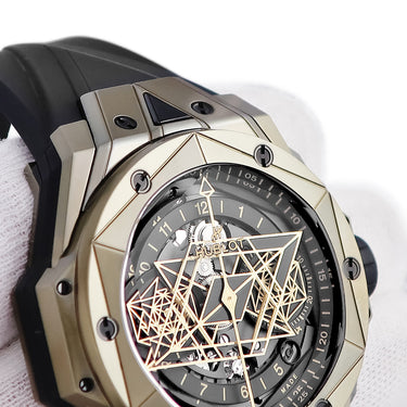 腕時計 ウブロ HUBLOT ビッグバン ウニコ サンブルー II マジックゴールド 418.MX.1103.RX.MXM22 自動巻き メンズ K18×チタン 限定
