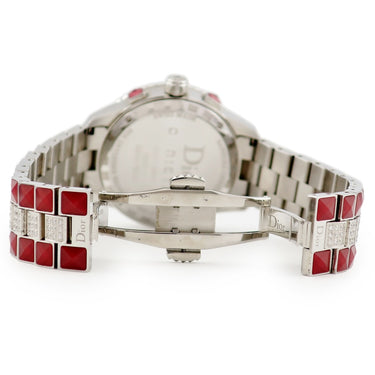 腕時計 クリスチャン・ディオール Christian Dior クリスタル クロノグラフ CD11431FM001 クオーツ メンズ 純正ダイヤ 回転ベゼル 限定 赤