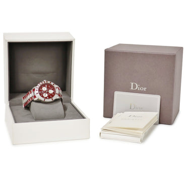 腕時計 クリスチャン・ディオール Christian Dior クリスタル クロノグラフ CD11431FM001 クオーツ メンズ 純正ダイヤ 回転ベゼル 限定 赤