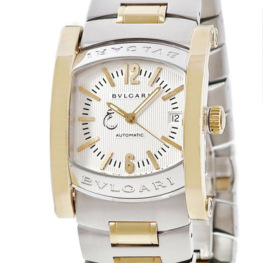 腕時計 ブルガリ BVLGARI アショーマ AA44SG 自動巻き メンズ K18YG×SS コンビ シルバー サウジアラビア バー