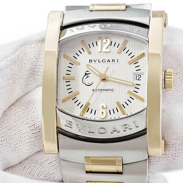 腕時計 ブルガリ BVLGARI アショーマ AA44SG 自動巻き メンズ K18YG×SS コンビ シルバー サウジアラビア バー