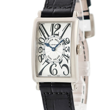 腕時計 フランクミュラー FRANCK MULLER ロングアイランド 902QZ クオーツ レディース K18WG無垢 シルバー ギョウシェ 青針