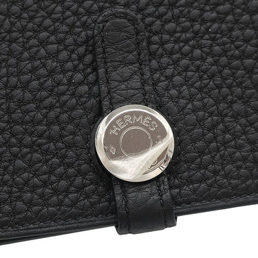 エルメス HERMES ドゴンデュオ ドゴンGM ブラック トゴ 長財布 シルバー金具 黒 2024年製