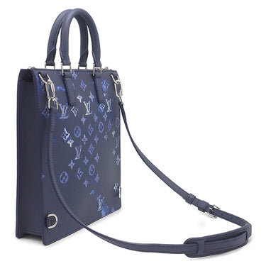 ルイヴィトン LOUIS VUITTON サックプラ メッセンジャー M57843 ネイビー グレインレザー 2WAYバッグ シルバー金具 ウォーターカラー モノグラム