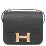 エルメス HERMES コンスタンス3 24 ブラック オーストリッチ ショルダーバッグ ゴールド金具 黒