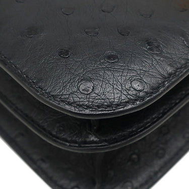 エルメス HERMES コンスタンス3 24 ブラック オーストリッチ ショルダーバッグ ゴールド金具 黒