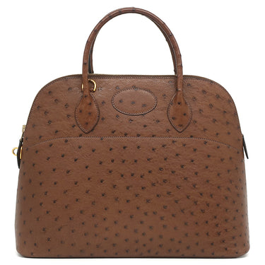 エルメス HERMES ボリード 35 エトリュスク オーストリッチ 2WAYバッグ ゴールド金具 茶