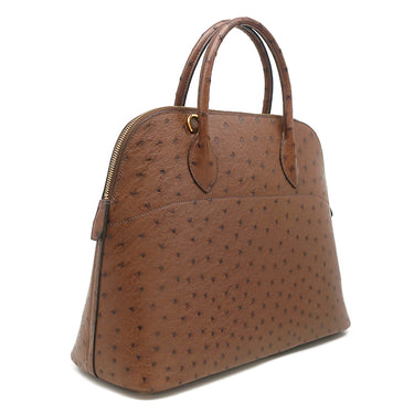 エルメス HERMES ボリード 35 エトリュスク オーストリッチ 2WAYバッグ ゴールド金具 茶