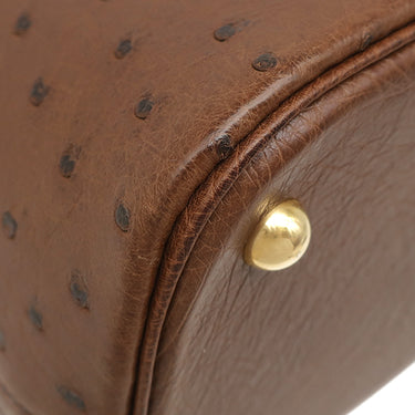 エルメス HERMES ボリード 35 エトリュスク オーストリッチ 2WAYバッグ ゴールド金具 茶