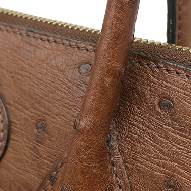 エルメス HERMES ボリード 35 エトリュスク オーストリッチ 2WAYバッグ ゴールド金具 茶