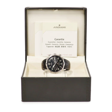 腕時計 ユンハンス JUNGHANS マイスター パイロット クロノグラフ リミテッド 027/3592.00 自動巻き メンズ 黒 復刻モデル 限定