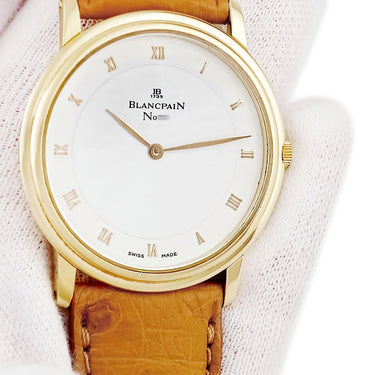 腕時計 ブランパン BLANCPAIN ヴィルレ ウルトラスリム 0021-1418-55-0003 手巻き メンズ レディース K18YG無垢 白 ローマン