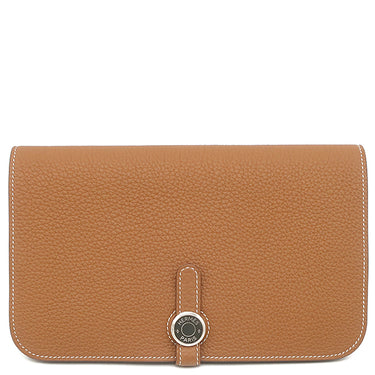 エルメス HERMES ドゴンデュオ ドゴンGM ゴールド トゴ 長財布 シルバー金具 茶 二つ折り財布 2024年製