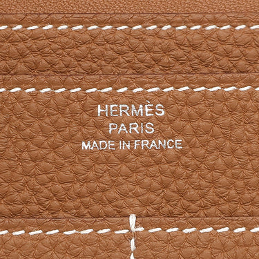 エルメス HERMES ドゴンデュオ ドゴンGM ゴールド トゴ 長財布 シルバー金具 茶 二つ折り財布 2024年製