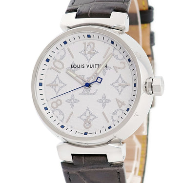 腕時計 ルイヴィトン LOUIS VUITTON タンブール GM モノグラムホワイト QA114 クオーツ メンズ ホワイト アラビア 3針 グレイン ラウンド