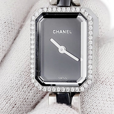 腕時計 シャネル CHANEL プルミエール セラミック H2163 クオーツ レディース 純正ダイヤ 黒 ブラック 角型