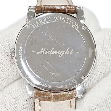 腕時計 ハリーウィンストン Harry Winston ミッドナイト 450/LQ32W クオーツ レディース K18WG無垢 純正ダイヤ シルバー サンレイ