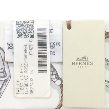 エルメス HERMES ツイリー H062743S 13 ベージュロゼ×キャラメル×ホワイト シルク スカーフ 新品 未使用 【C'est la Fete/セ ラ フェット】