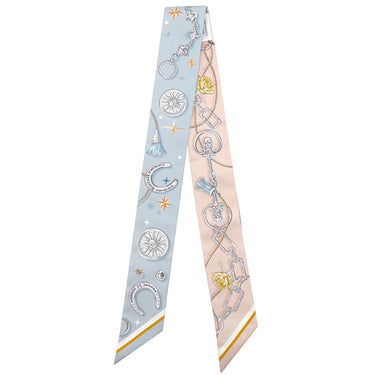 エルメス HERMES ツイリー H062743S 14 ブルーグラシエ×ローズプードル×グレー シルク スカーフ 新品 未使用 【C'est la Fete/セ ラ フェット】