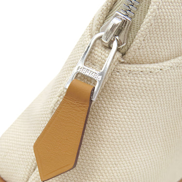 エルメス HERMES ボリードポーチ ミニミニ H104772M ナチュラル コットン アニョーミロ ポーチ シルバー金具 新品 未使用 オレンジ