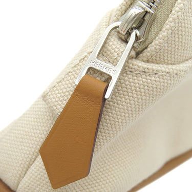 エルメス HERMES ボリードポーチ ミニミニ H104772M ナチュラル コットン アニョーミロ ポーチ シルバー金具 新品 未使用 オレンジ