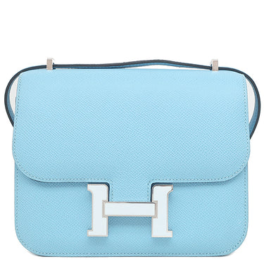 エルメス HERMES コンスタンスミニ 3 ミロワール セレスト ヴォーエプソン ショルダーバッグ シルバー金具 水色 ラッカー金具 2024年製
