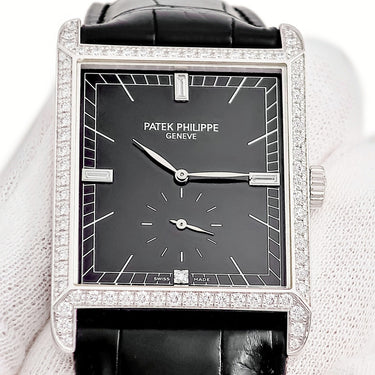 腕時計 パテックフィリップ PATEK PHILIPPE ゴンドーロ 5112G-001 手巻き メンズ K18WG無垢 純正ダイヤ ブラック 黒 スモールセコンド