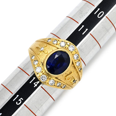 ミキモト MIKIMOTO サファイア ダイヤリング SGR-3000-13377 イエローゴールド K18YG サファイア ダイヤモンド リング 指輪 MIKIMOTO 青 2.13ct 13号