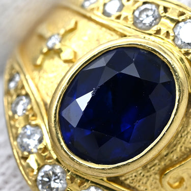 ミキモト MIKIMOTO サファイア ダイヤリング SGR-3000-13377 イエローゴールド K18YG サファイア ダイヤモンド リング 指輪 MIKIMOTO 青 2.13ct 13号