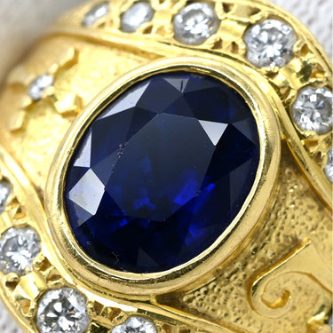 ミキモト MIKIMOTO サファイア ダイヤリング SGR-3000-13377 イエローゴールド K18YG サファイア ダイヤモンド リング 指輪 MIKIMOTO 青 2.13ct 13号